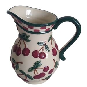 New Debco Pottery "Cherries" cherry Pitcher